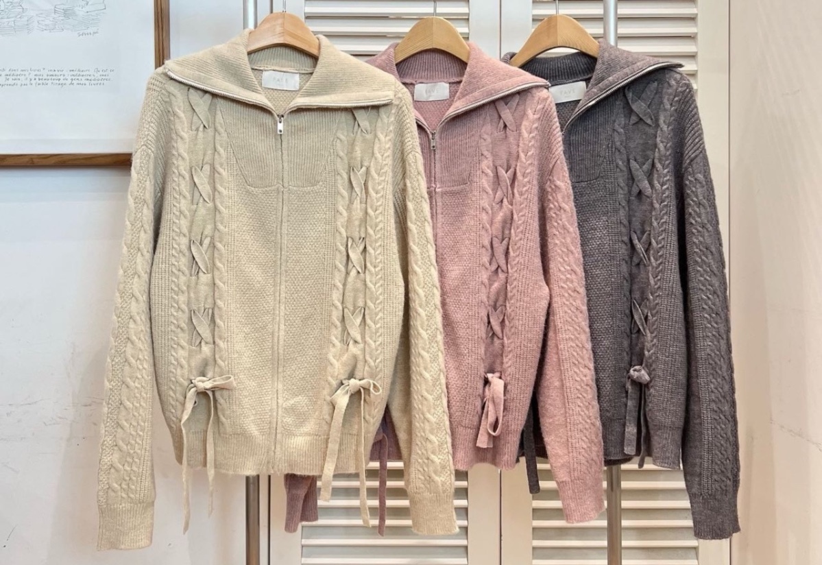 LUXE 百搭甜美針織毛衣拉鍊外套（K11 FA842）