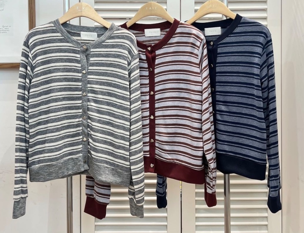 LUXE  寬鬆休閒條紋開衫（K11 FA843）