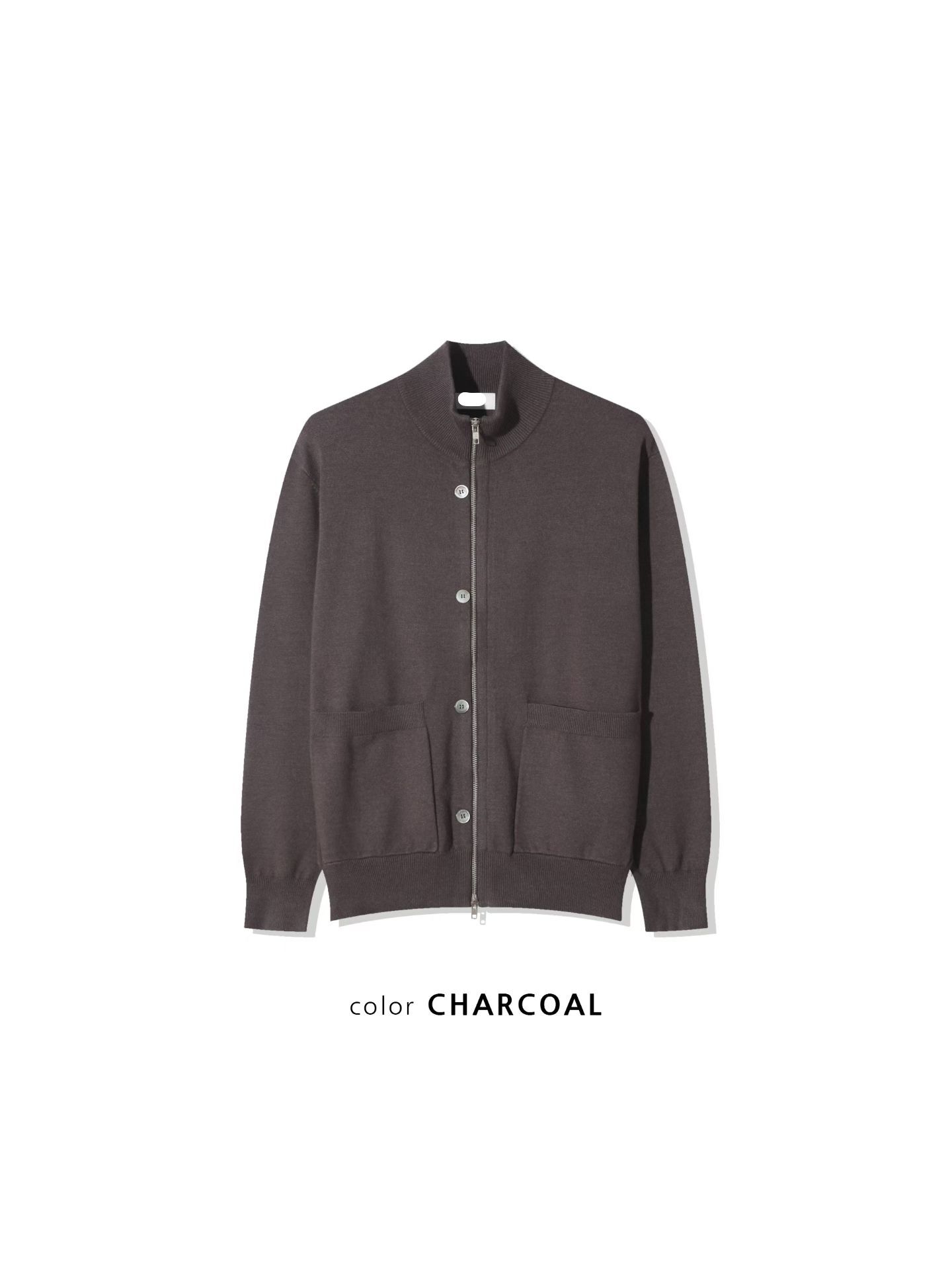 淨色企領拉鍊針織外套 JK2702