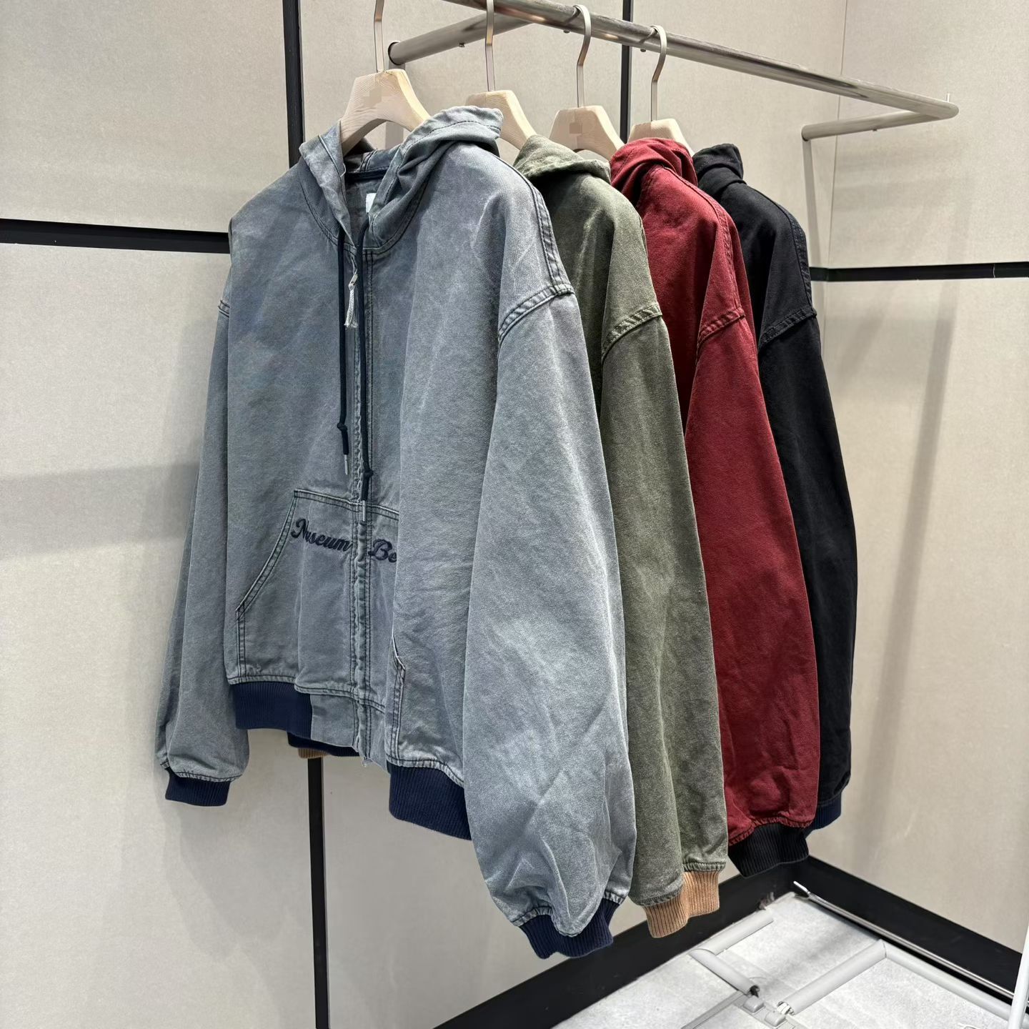 洗水英文字連帽拉鍊外套 JK2701