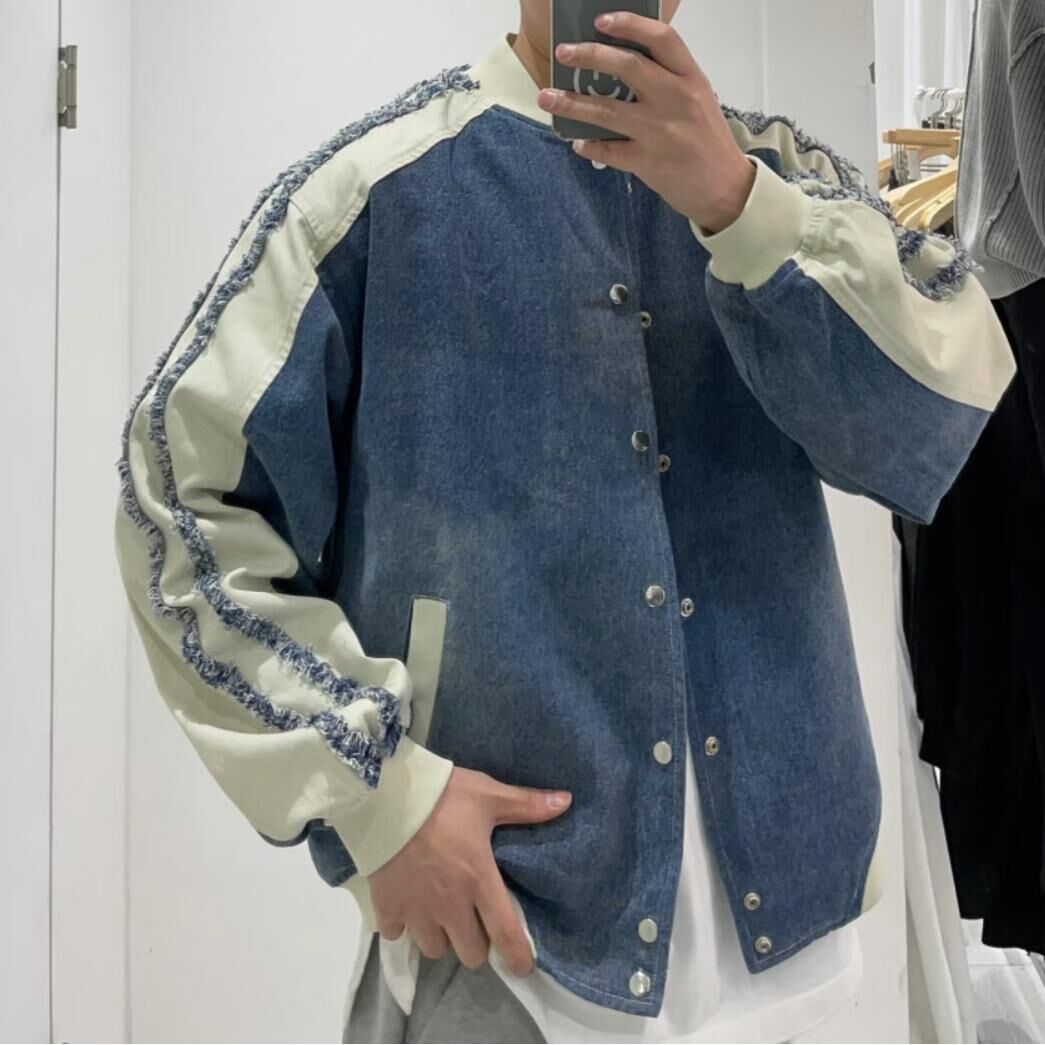 拼牛仔開胸外套 JK2700