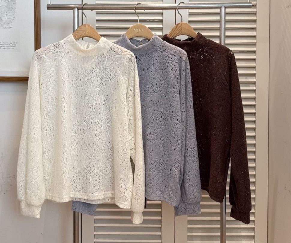 LUXE 鏤空花卉花紋長袖（K11 FA853）