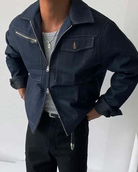 牛仔反領拉鍊外套 JK2693