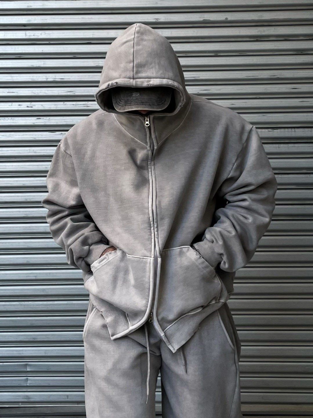 洗水淨色連帽拉鍊外套 HD-045JK