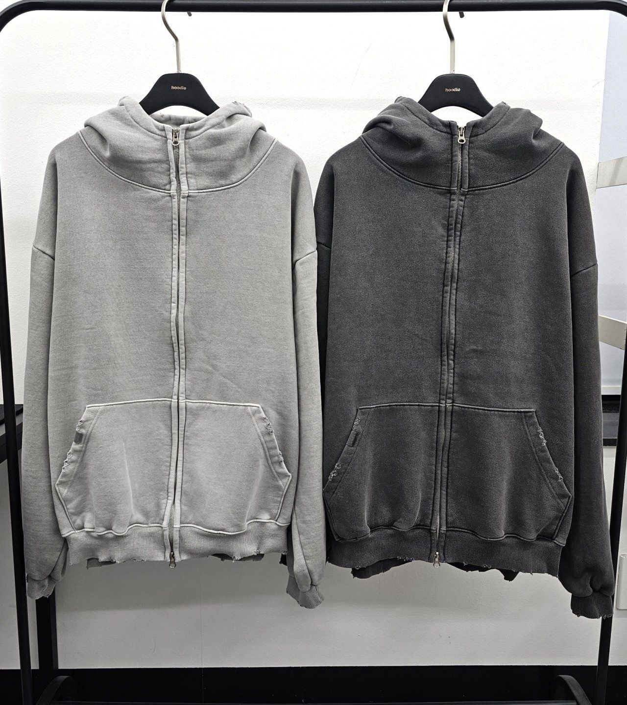 洗水淨色連帽拉鍊外套 HD-045JK