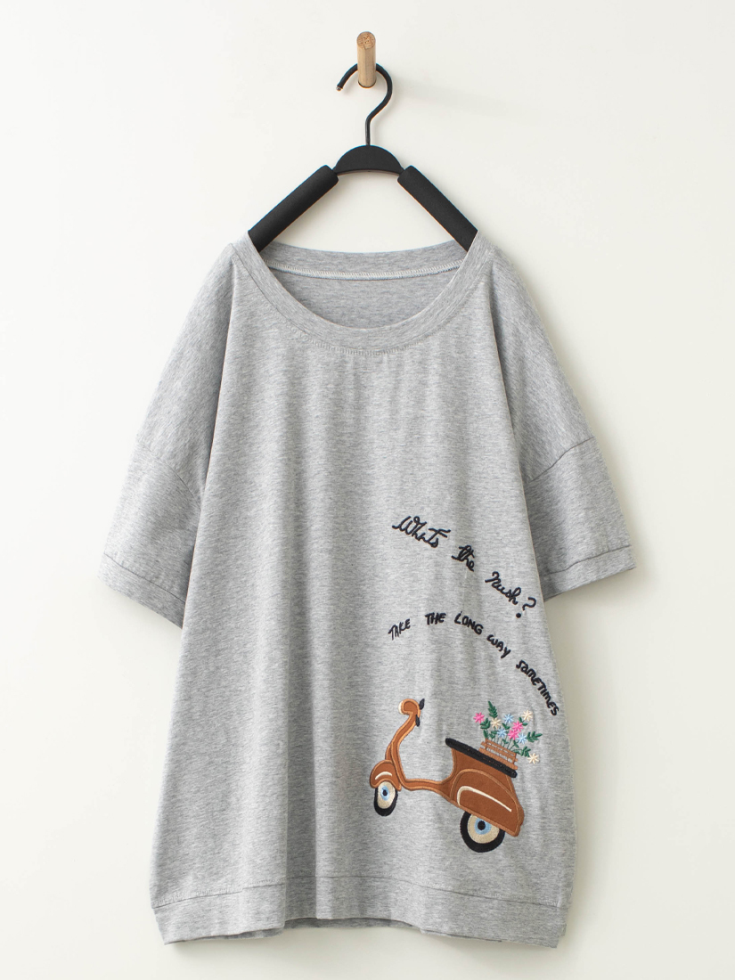 童趣兜風貼布繡舒適柔棉上衣