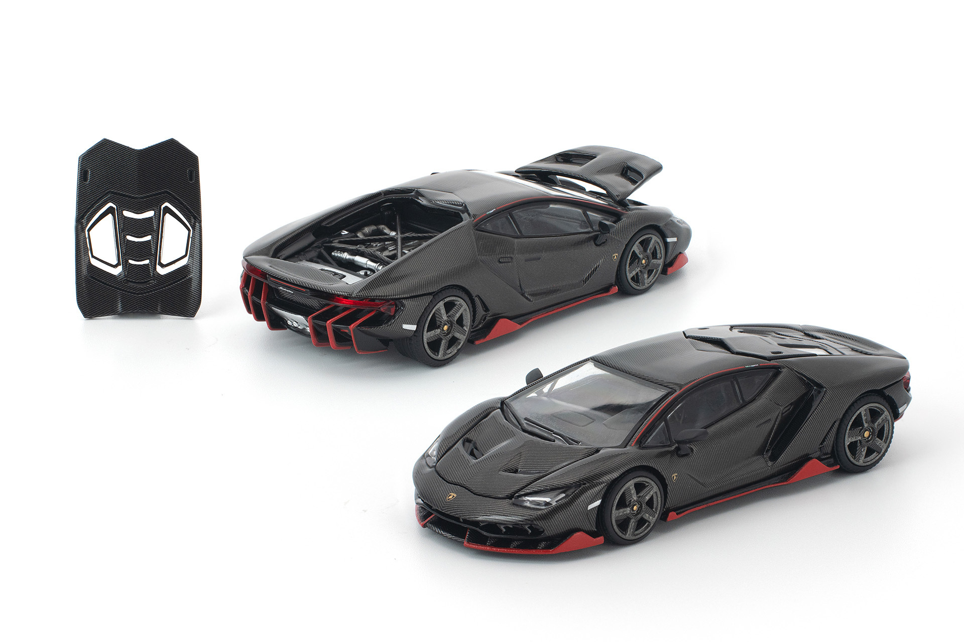 PO-$124 * POP RACE * 1:64 LAMBORGHINI CENTENARIO CARBON/RED