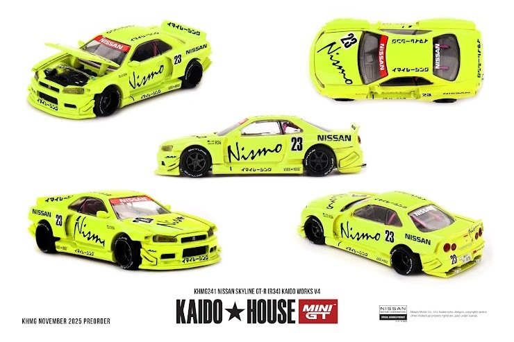 PO-$135 * MINI GT * 1:64 KAIDO HOUSE KHMG241 Nissan Skyline GT-R (R34) Kaido Works V4