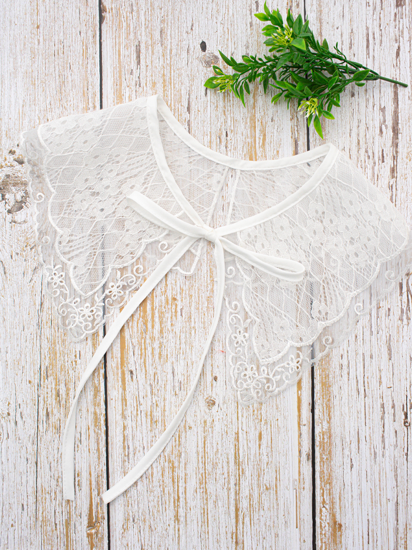 透膚刺繡蕾絲領片