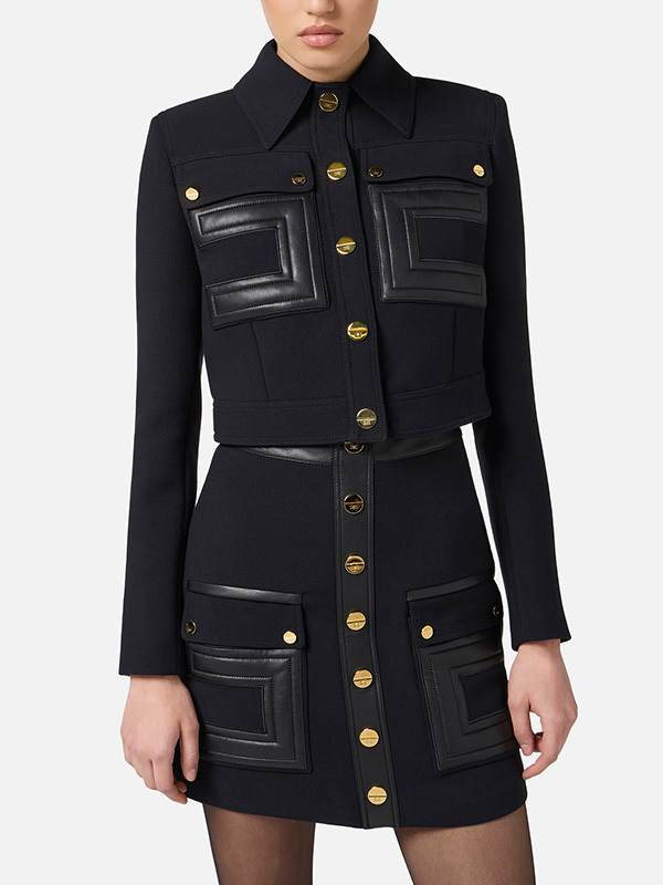 Elisabetta Franchi LOGO造型拼接外套