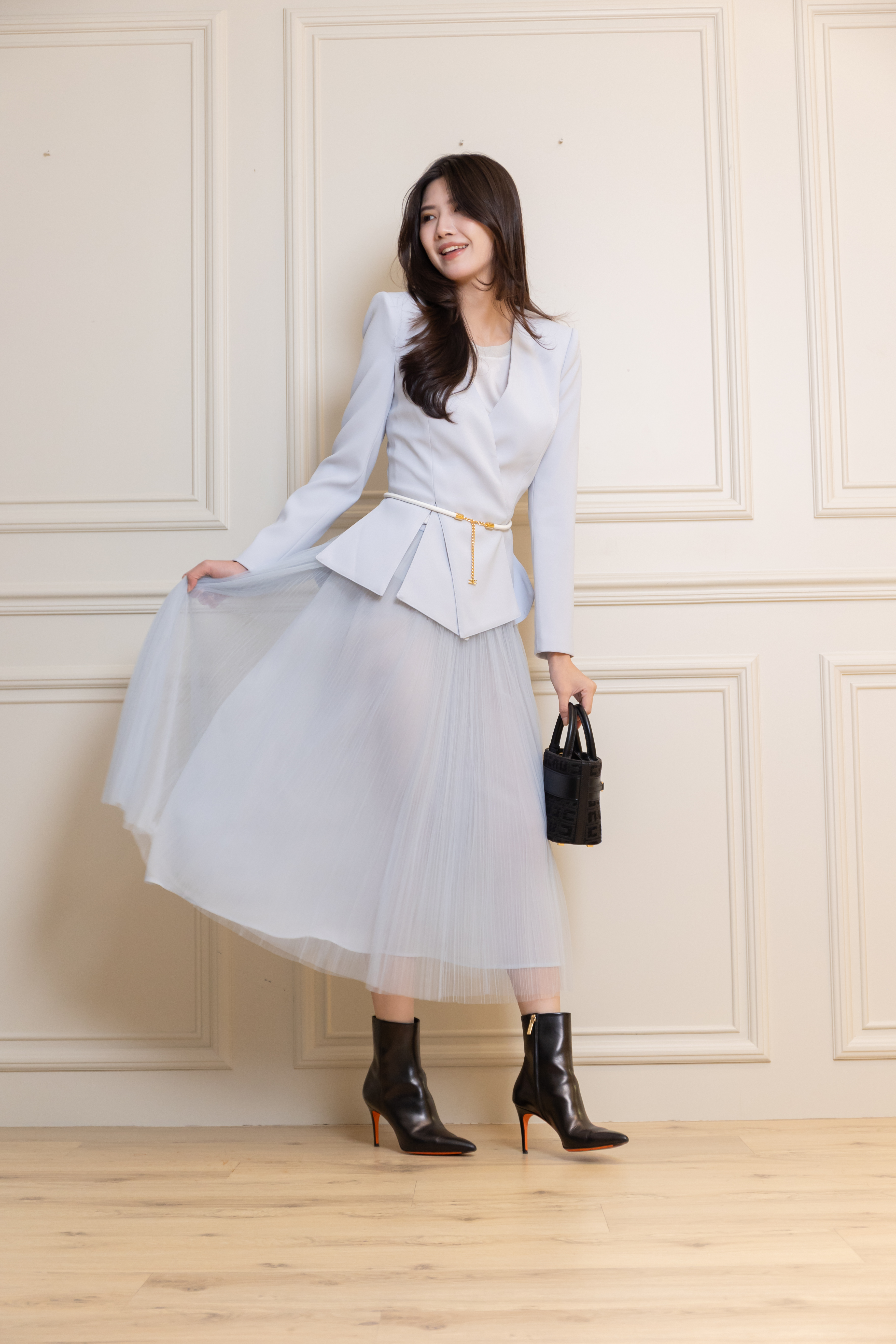 Elisabetta Franchi V領腰帶造型外套
