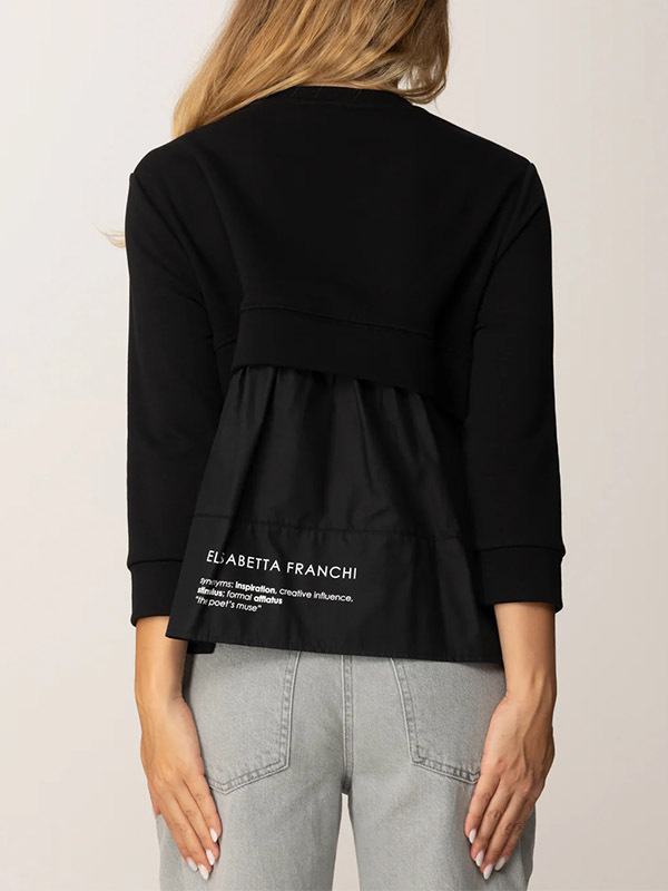 Elisabetta Franchi  假二件七分袖棉T(黑)