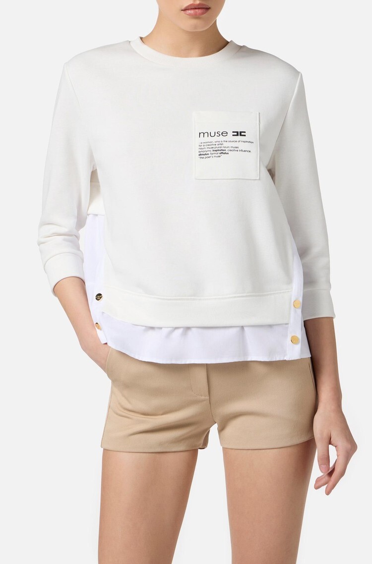 Elisabetta Franchi  假二件七分袖棉T(白)