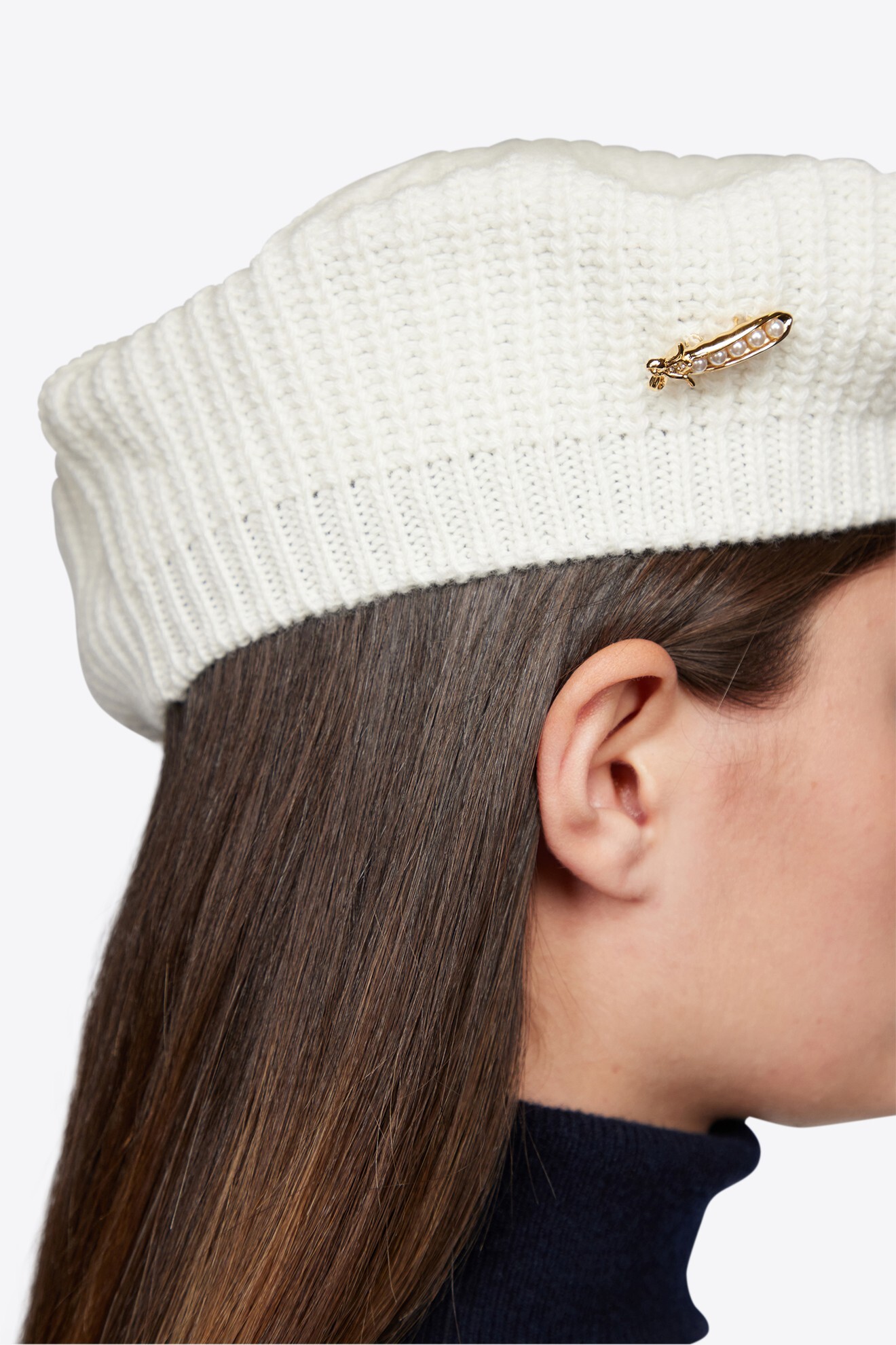 VIVETTA 碗豆別針蓓蕾帽(白)