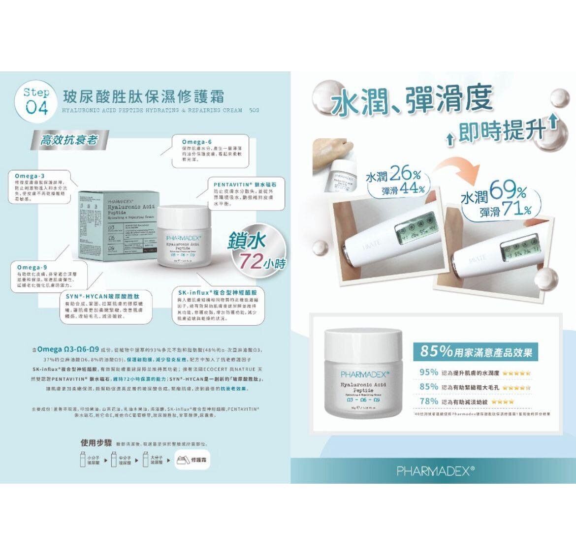 Pharmadex三原玻尿酸胜肽保濕修護霜50g