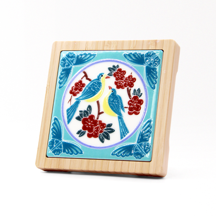 台灣花磚竹杯墊｜喜上眉梢