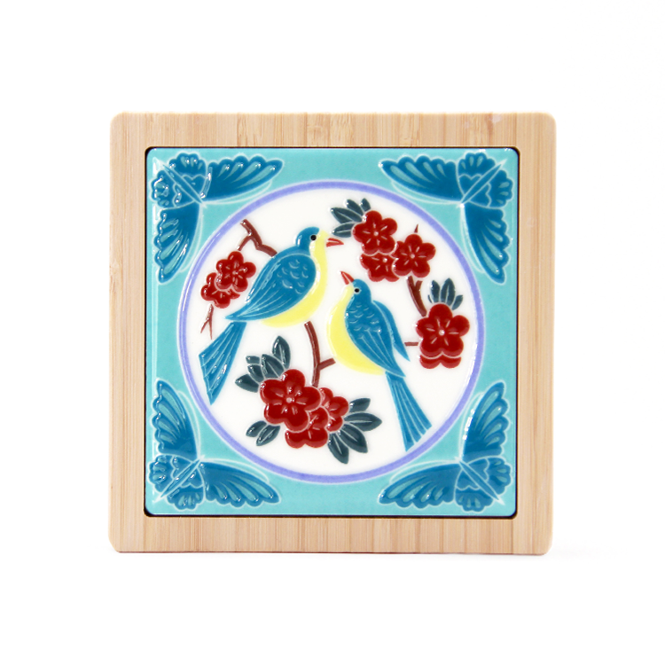 台灣花磚竹杯墊｜喜上眉梢