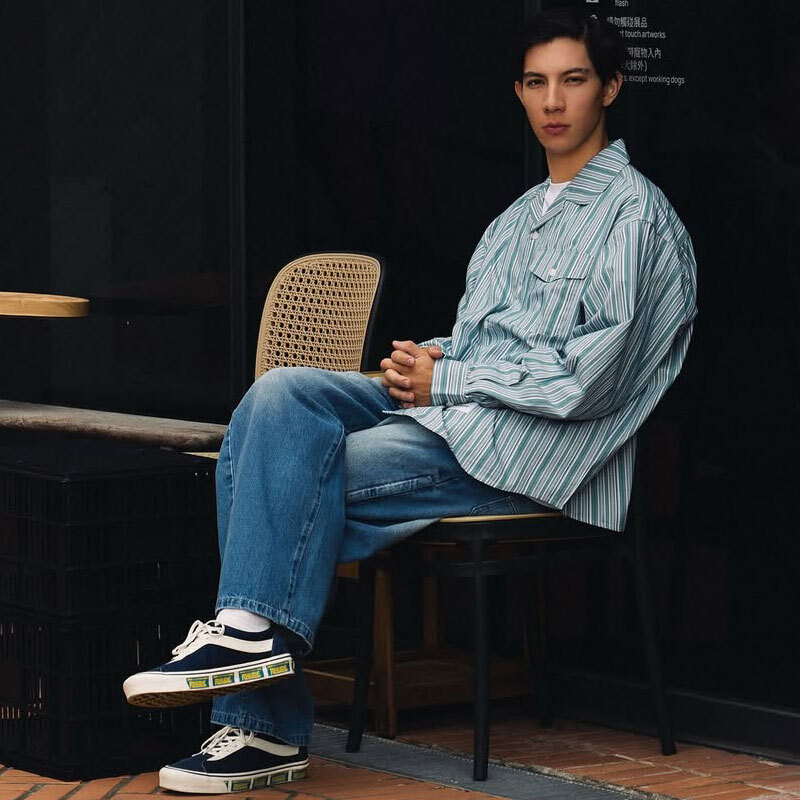 idealism Cuban L-Shirt 沙色 藍色 條紋 古巴 長袖 襯衫【ID25042】