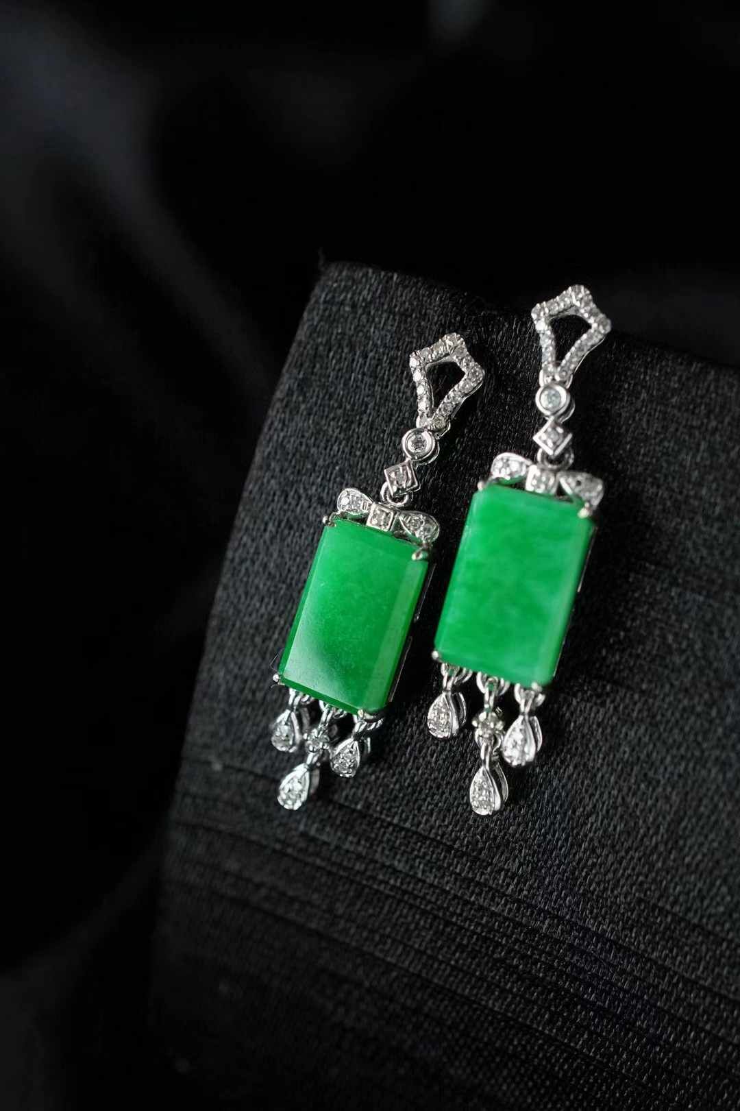 翡翠正陽綠無事牌耳墜,天然翡翠A玉, 緬甸玉, Jade, Jadeite