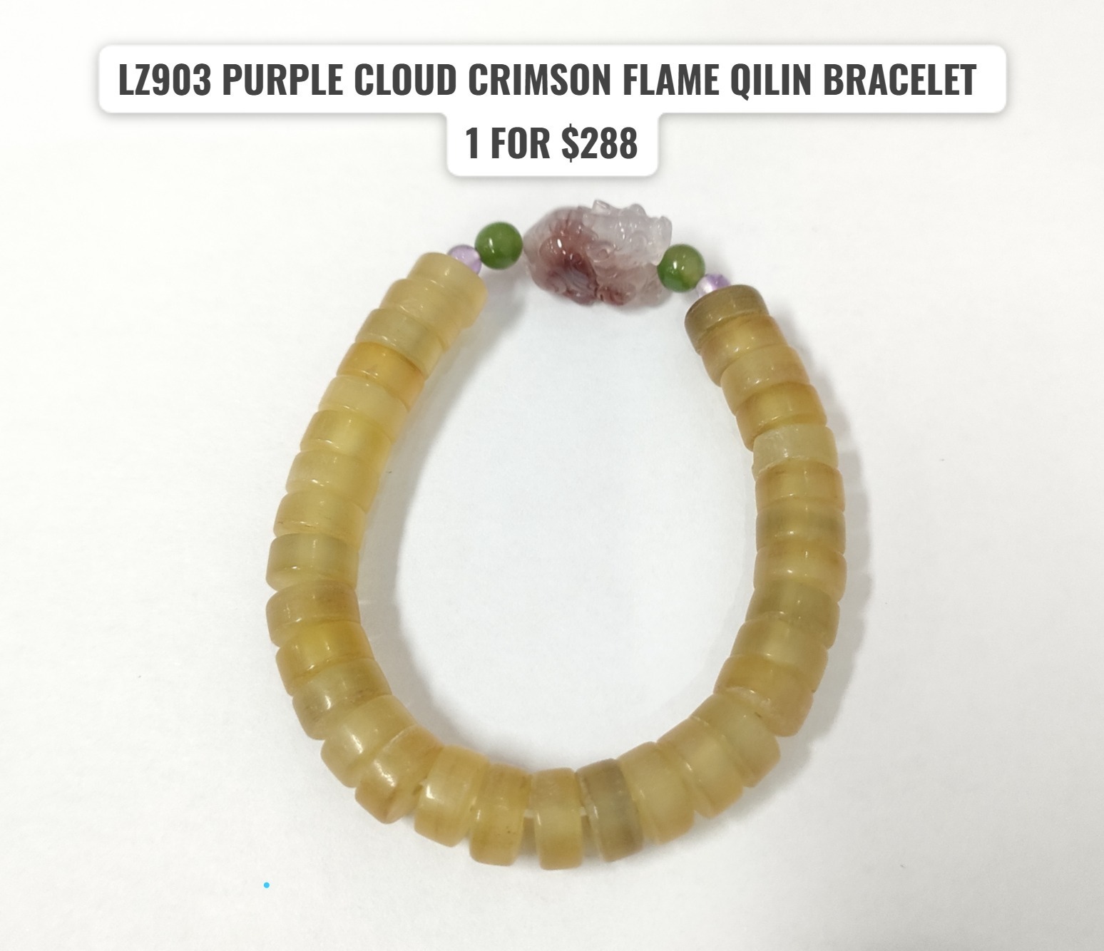 1 LZ903 PURPLE CLOUD CRIMSON FLAME QILIN BRACELET
