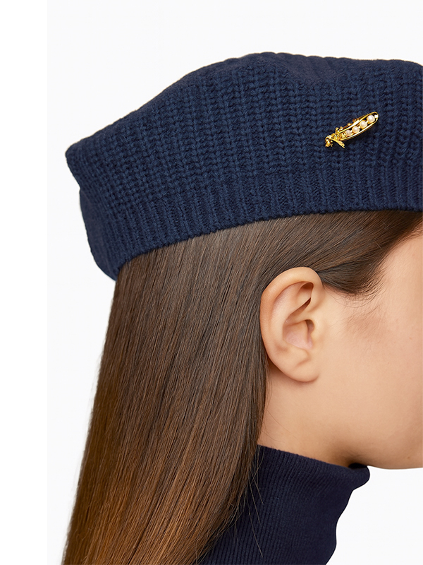 VIVETTA 碗豆別針蓓蕾帽(深藍)