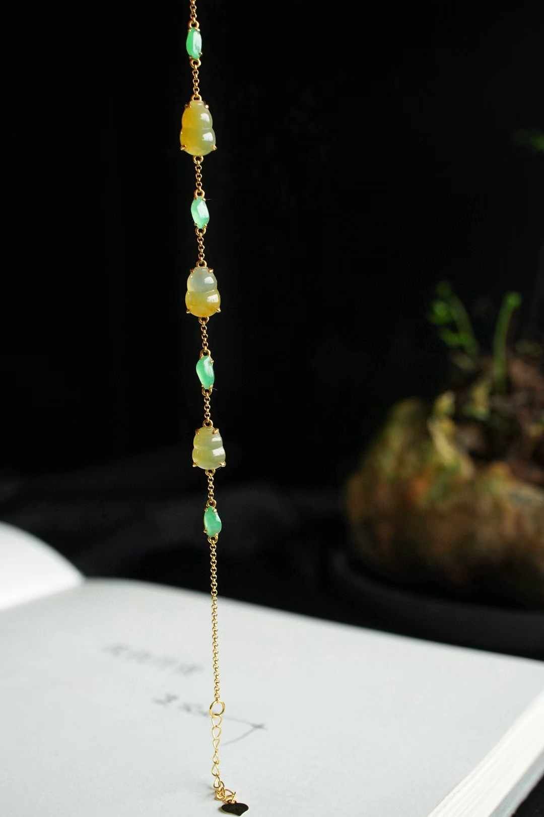 115823 翡翠冰黃翡葫蘆手鏈