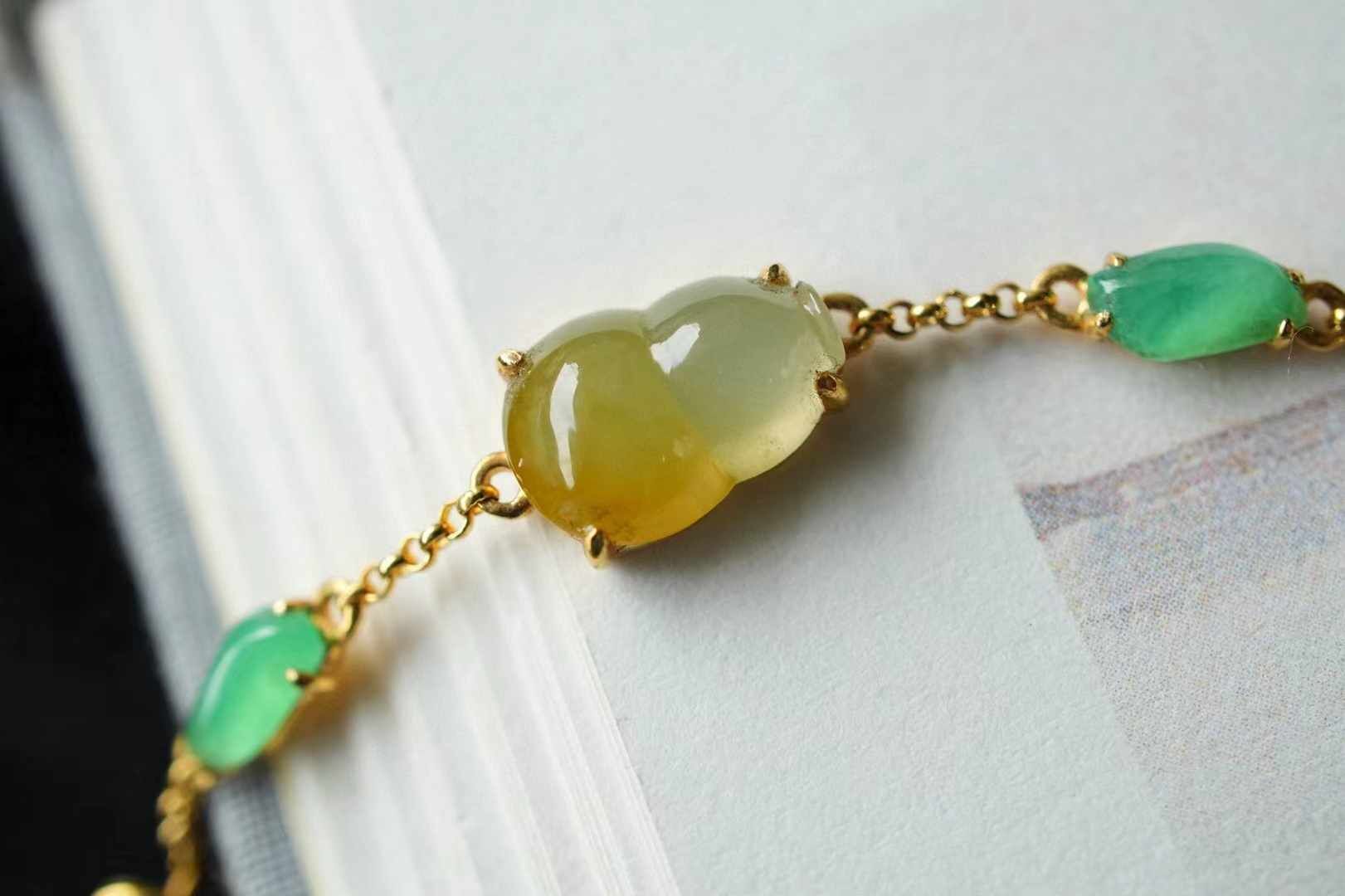 115823 翡翠冰黃翡葫蘆手鏈