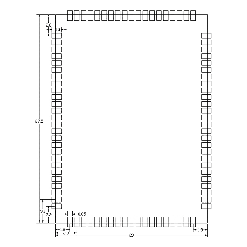Ameba RTL8735BDM 模組,尺寸規格