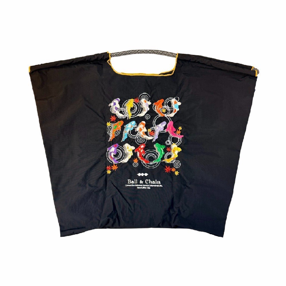 Ball＆Chain 刺繡環保購物袋 L號 - 黑 (30112001)