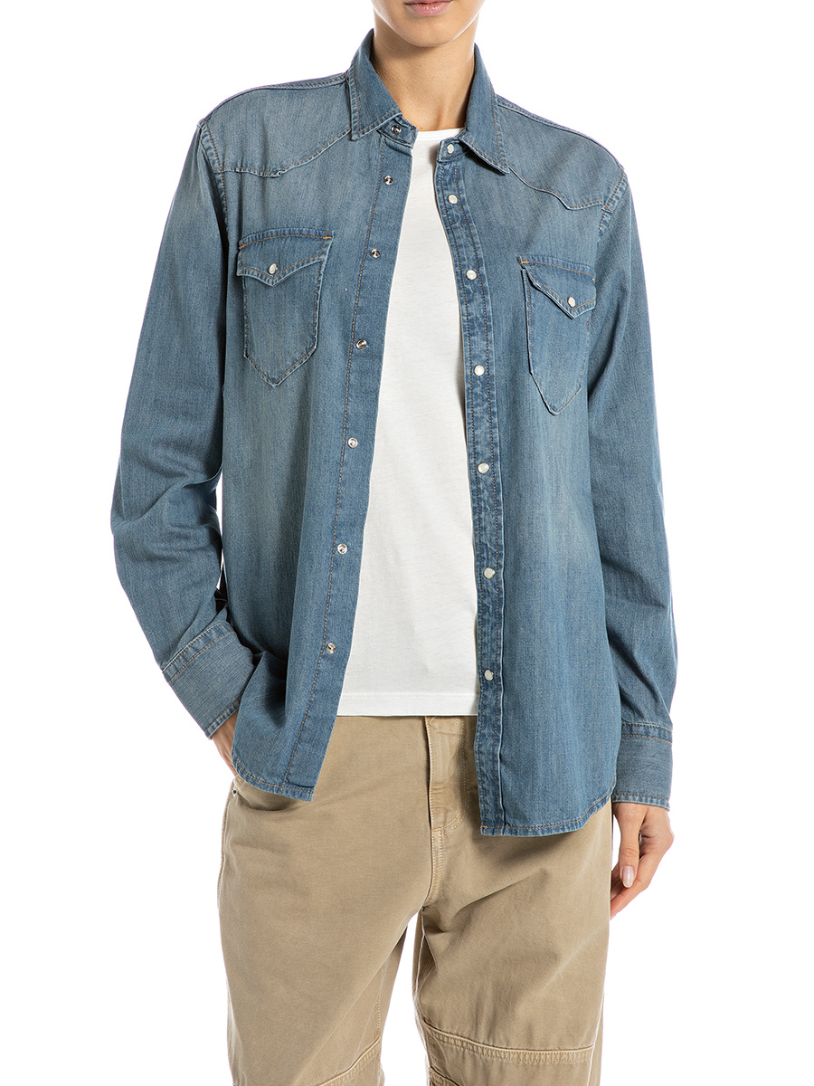 西部風格純棉丹寧襯衫