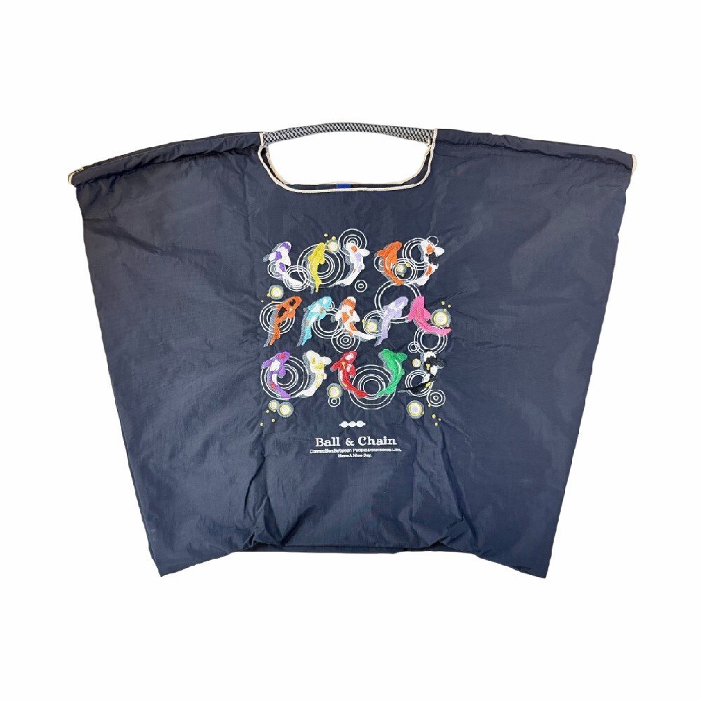 Ball＆Chain 刺繡環保購物袋 L號 - 深藍 (30112097)