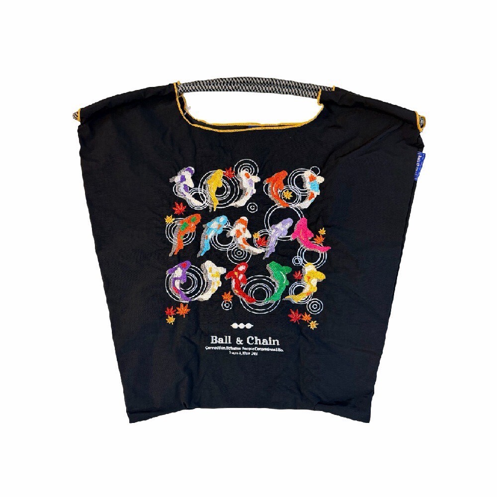 Ball＆Chain 刺繡環保購物袋 M號 - 黑 (30102001)