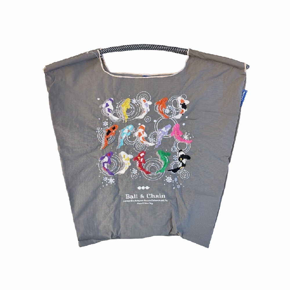 Ball＆Chain 刺繡環保購物袋 M號 - 灰 (30102085)