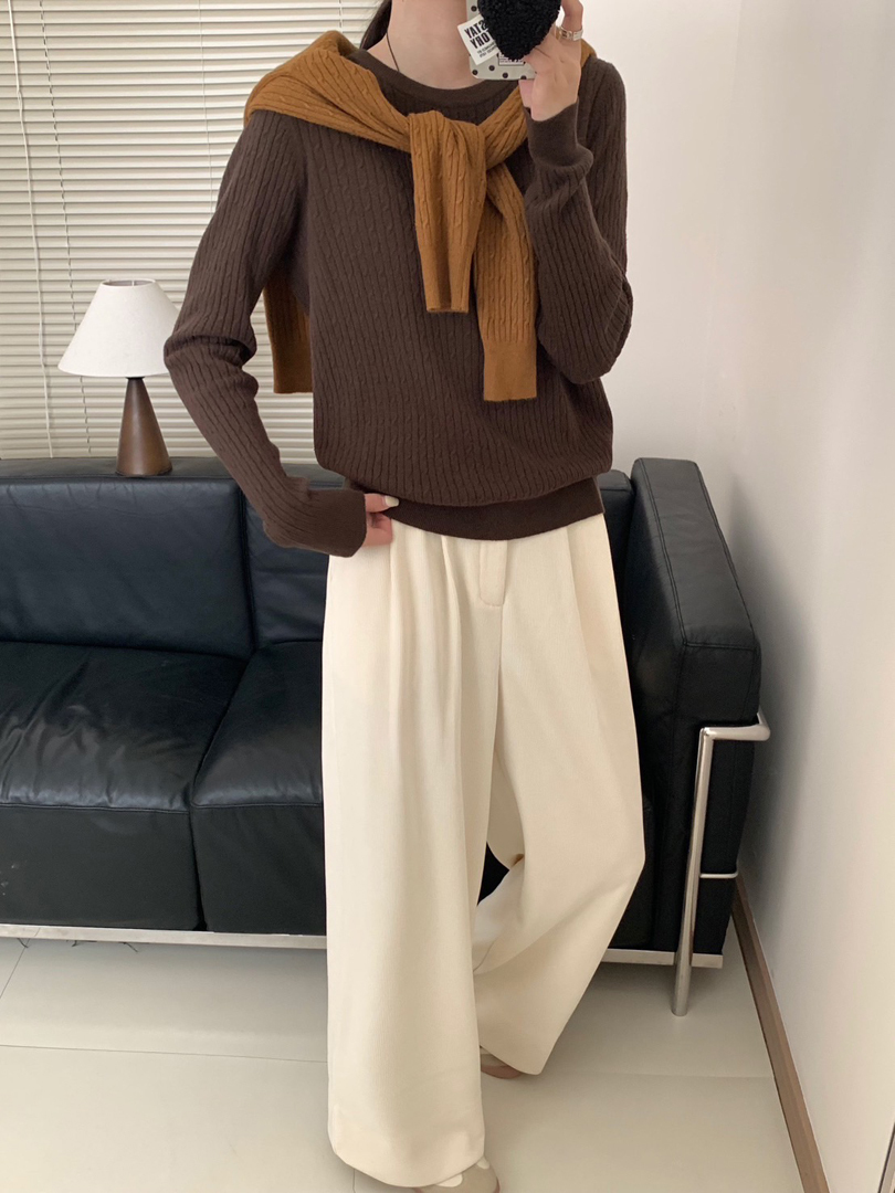 細緻麻花紋親膚百搭針織 ⚡搶手貨⚡