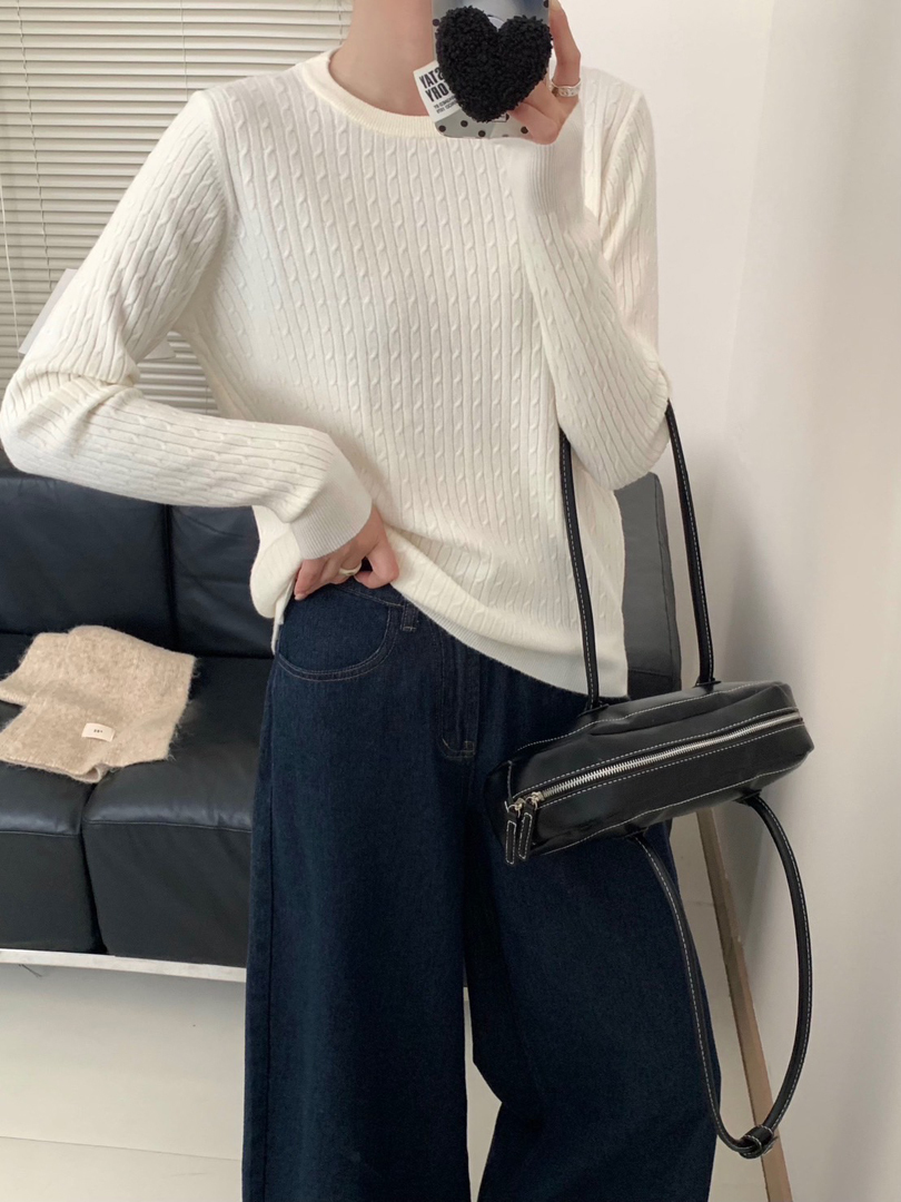 細緻麻花紋親膚百搭針織 ⚡搶手貨⚡