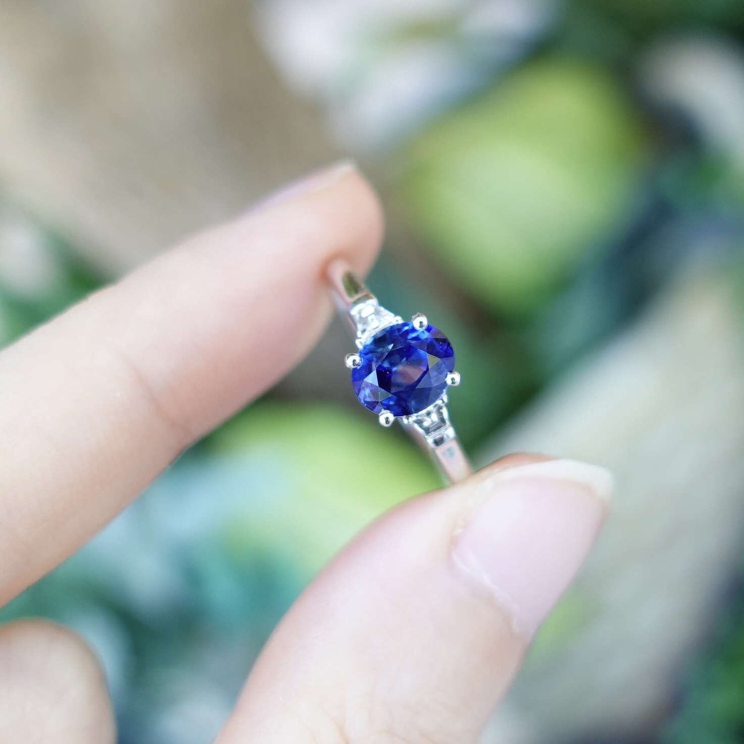 1.53ct皇家藍寶石鑽石18K金戒指（帶寶石證書）