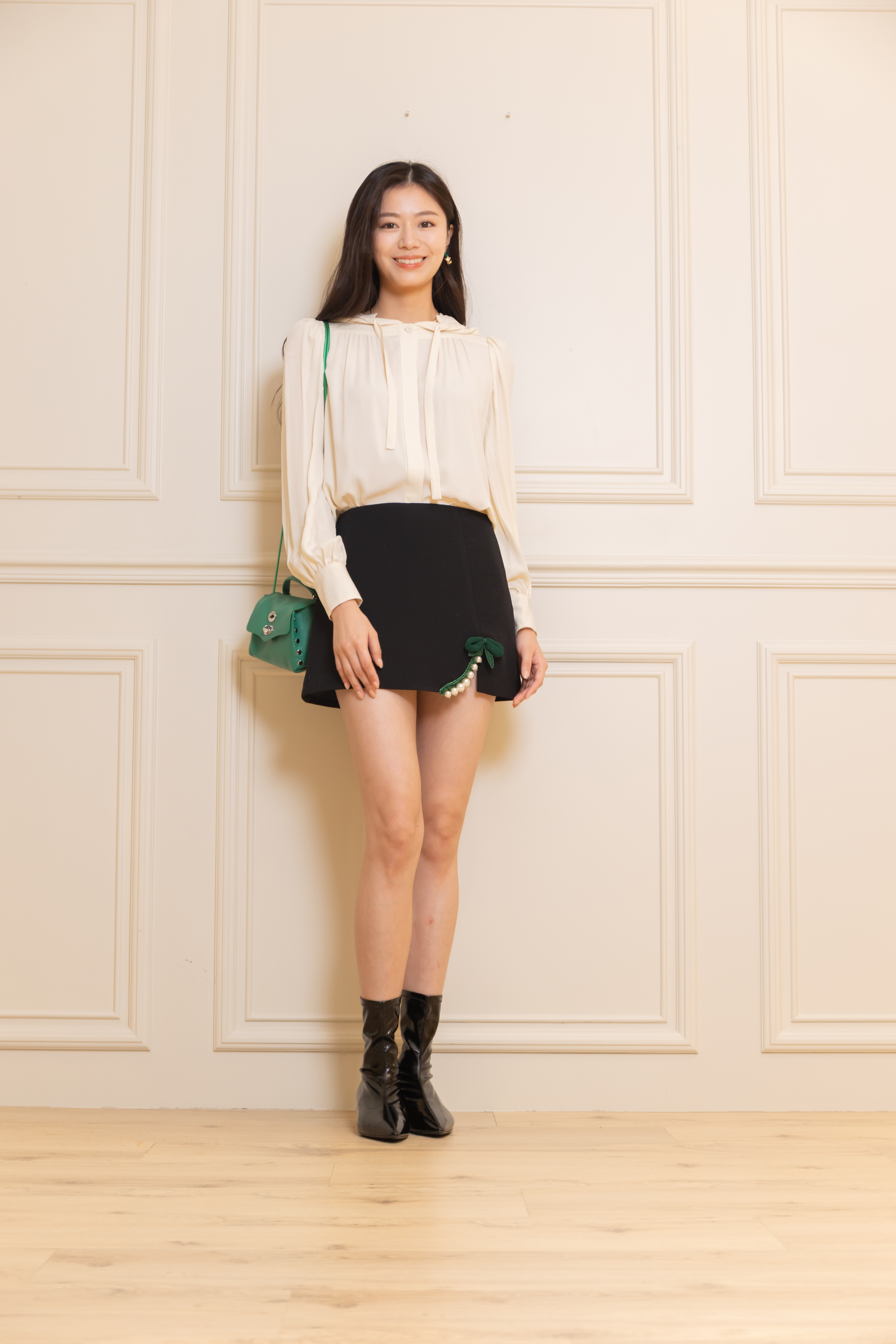 VIVETTA 豌豆裝飾的開衩迷你裙