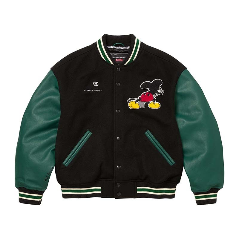 Supreme x Number (N)Ine x Mickey Mouse Varsity Jacket 米奇 黑色 棒球外套 FW25J50-BK [台灣現貨]