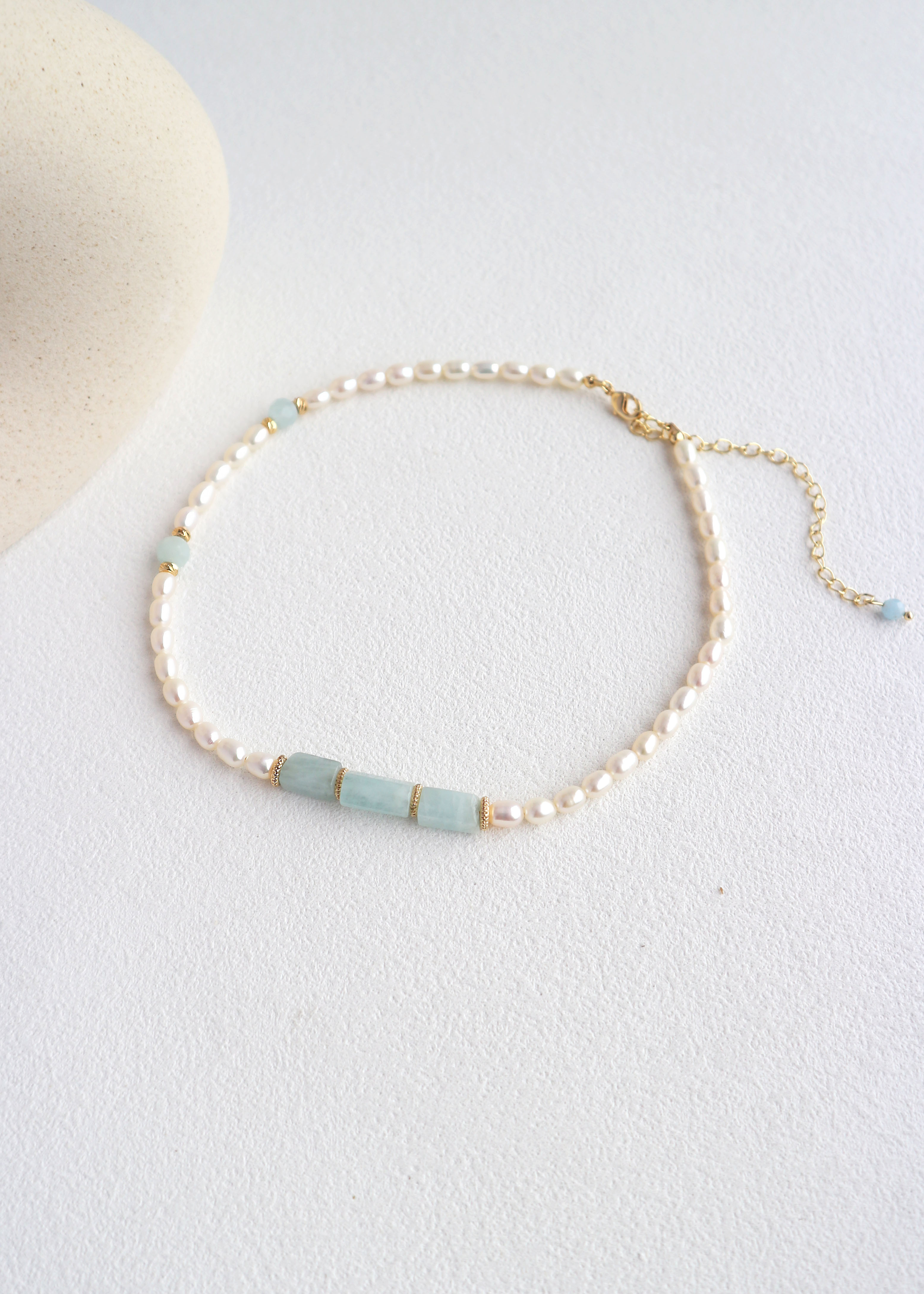 Oriana 珍珠項鍊-海藍寶