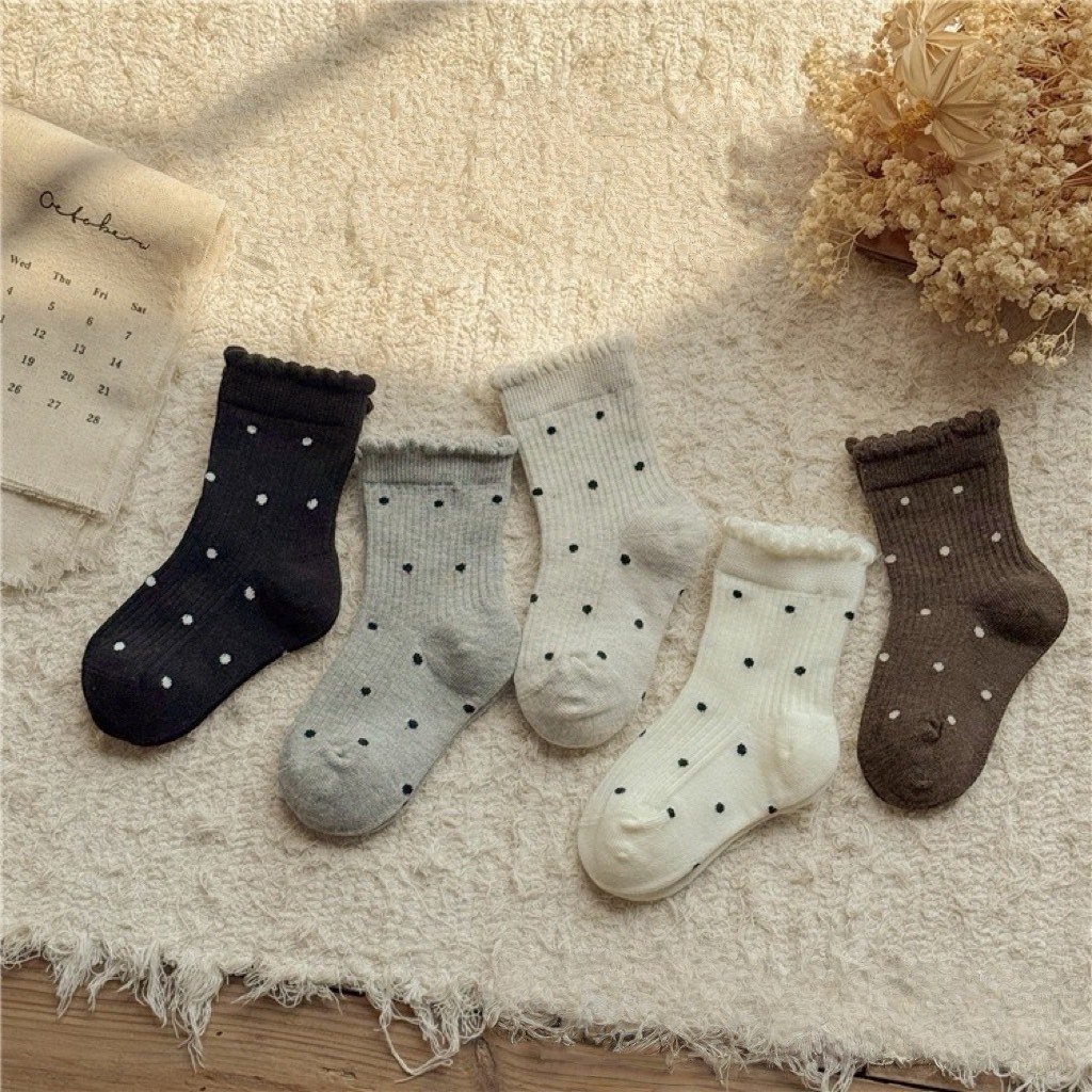 可愛點點花邊公主襪組