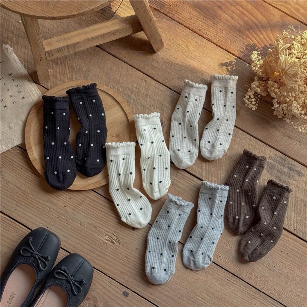 可愛點點花邊公主襪組