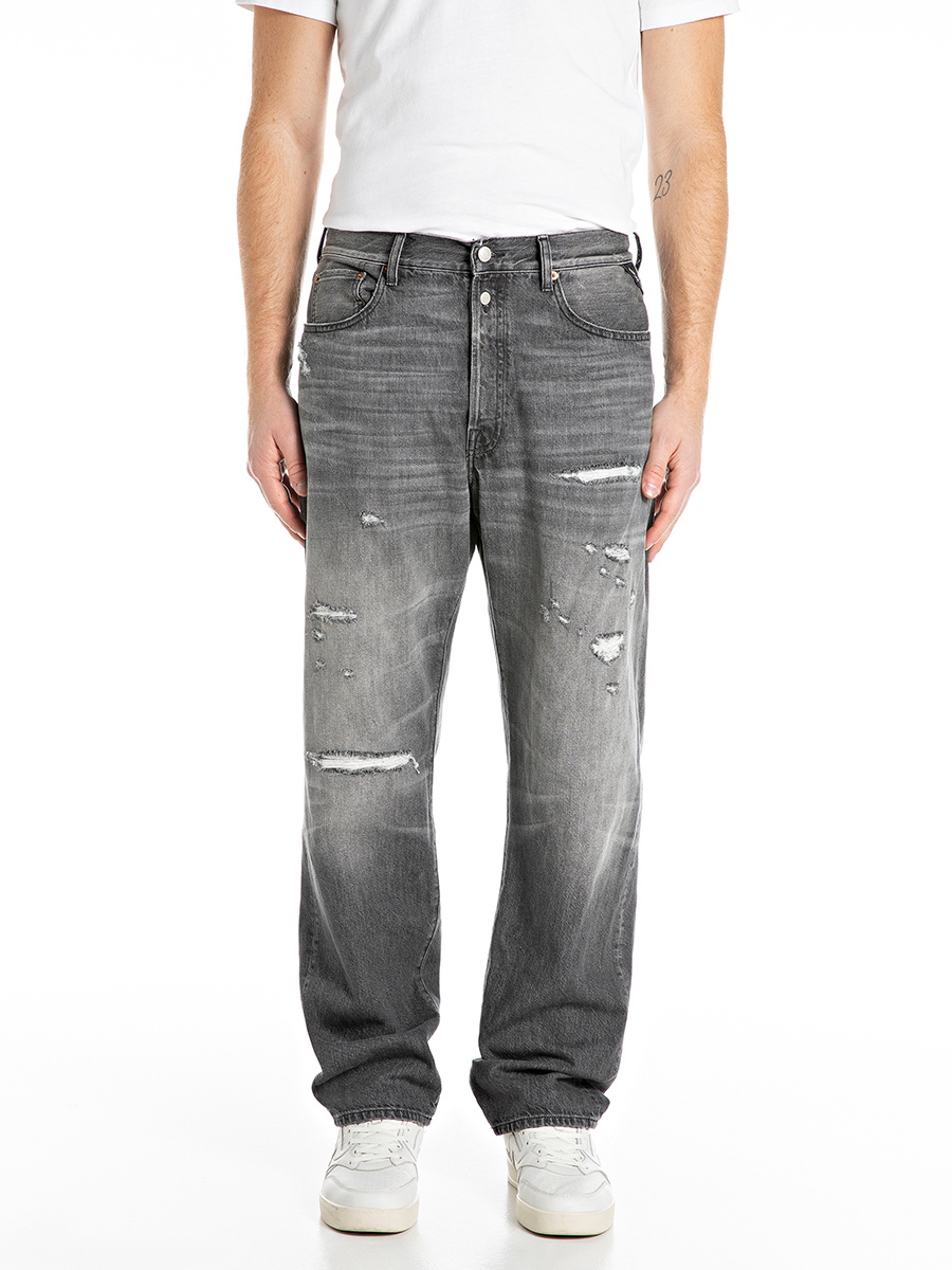 9ZERO1 灰色直筒丹寧牛仔褲