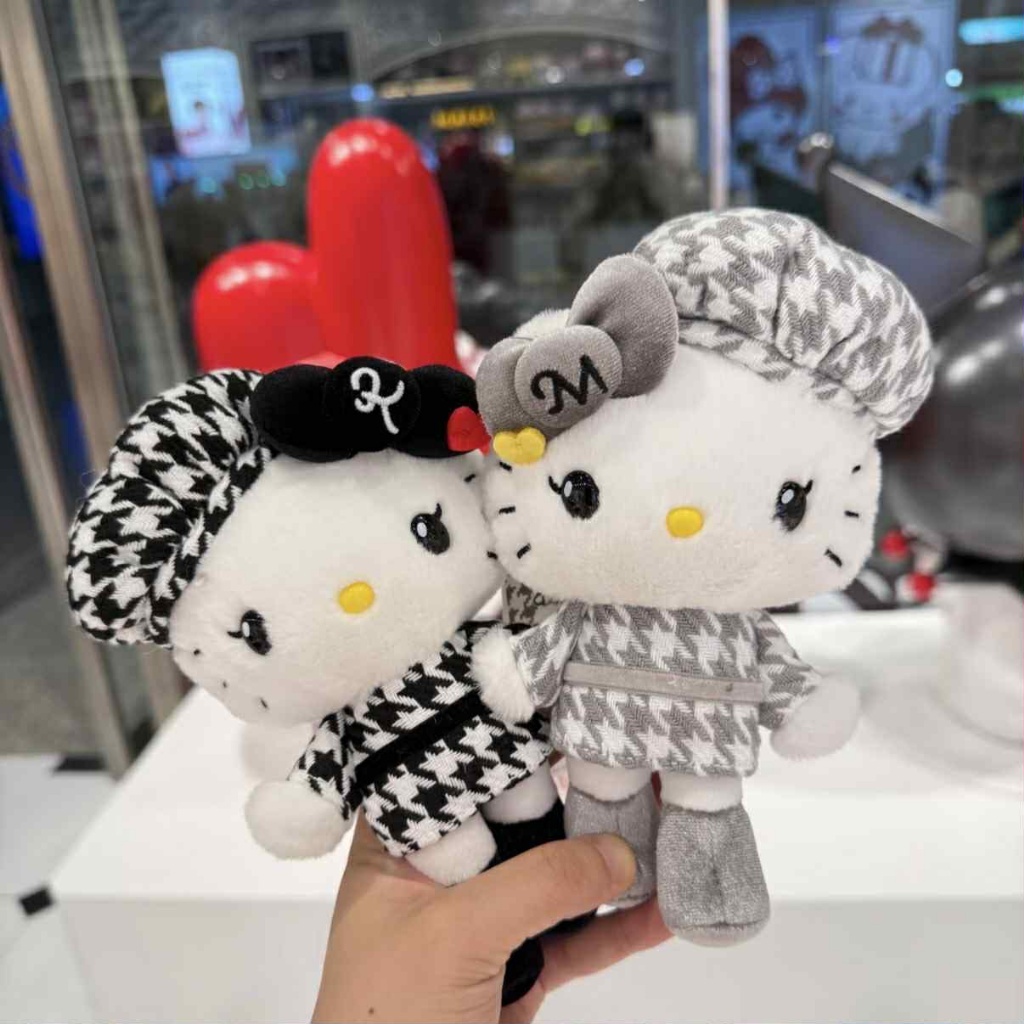 (預購商品) 日本 Sanrio 三麗鷗 Hello Kitty x Mimmy 高雅千鳥紋玩偶掛飾