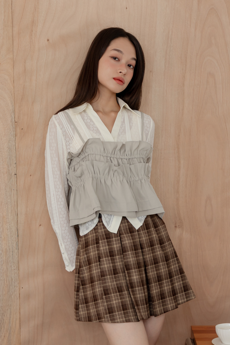 荷葉短版後綁帶背心