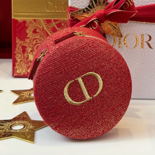 DIOR迪奧 限定 金燦紅圓餅包 小圓餅包