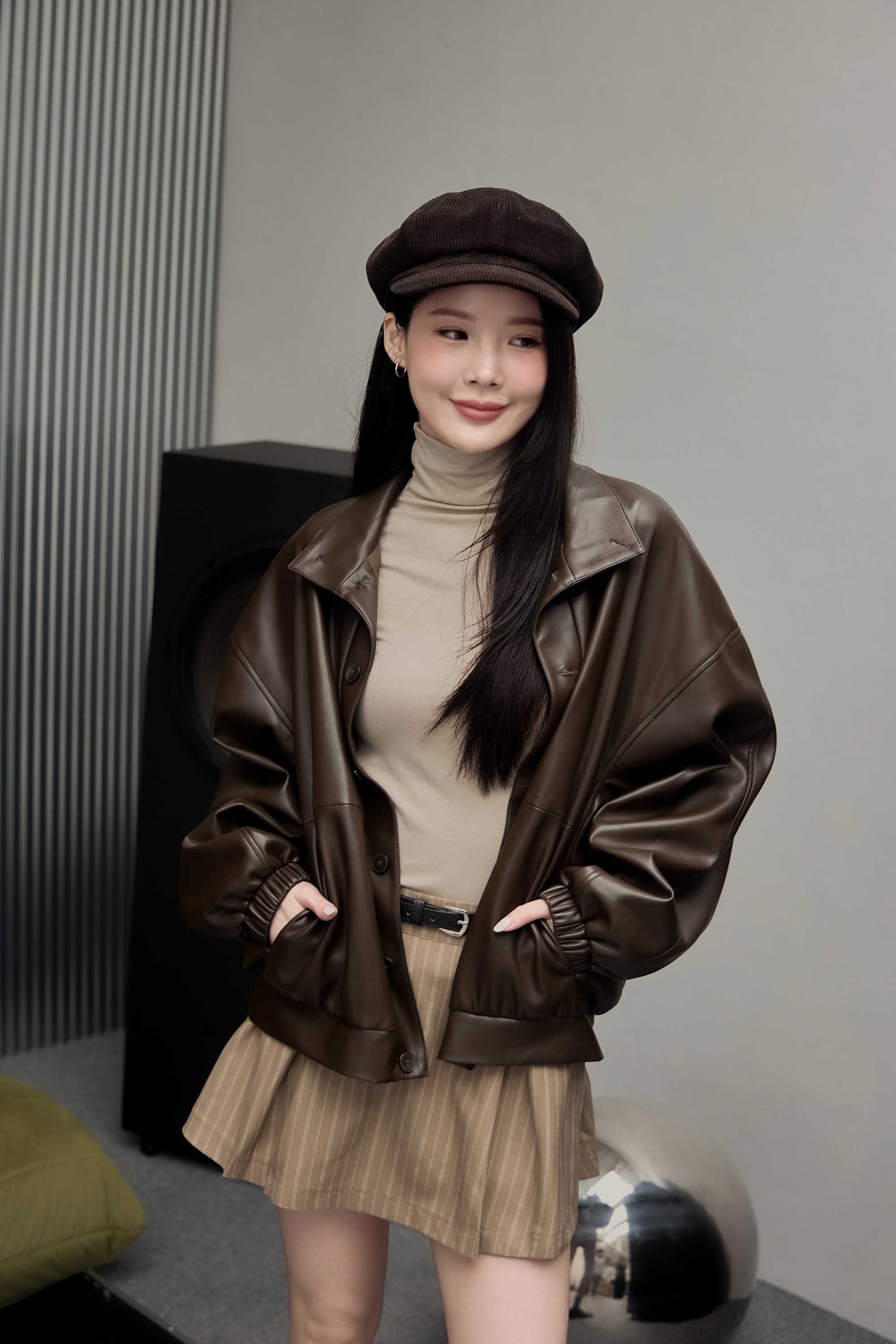 『最後現貨』Gmade/City Soft軟皮革立體剪裁皮外套-棕