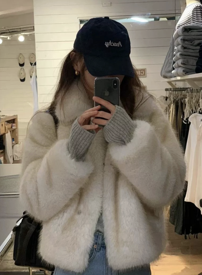 ᴷᴼᴿᴱᴬ 🇰🇷Ounce冬季質感仿皮草小貴婦短版外套