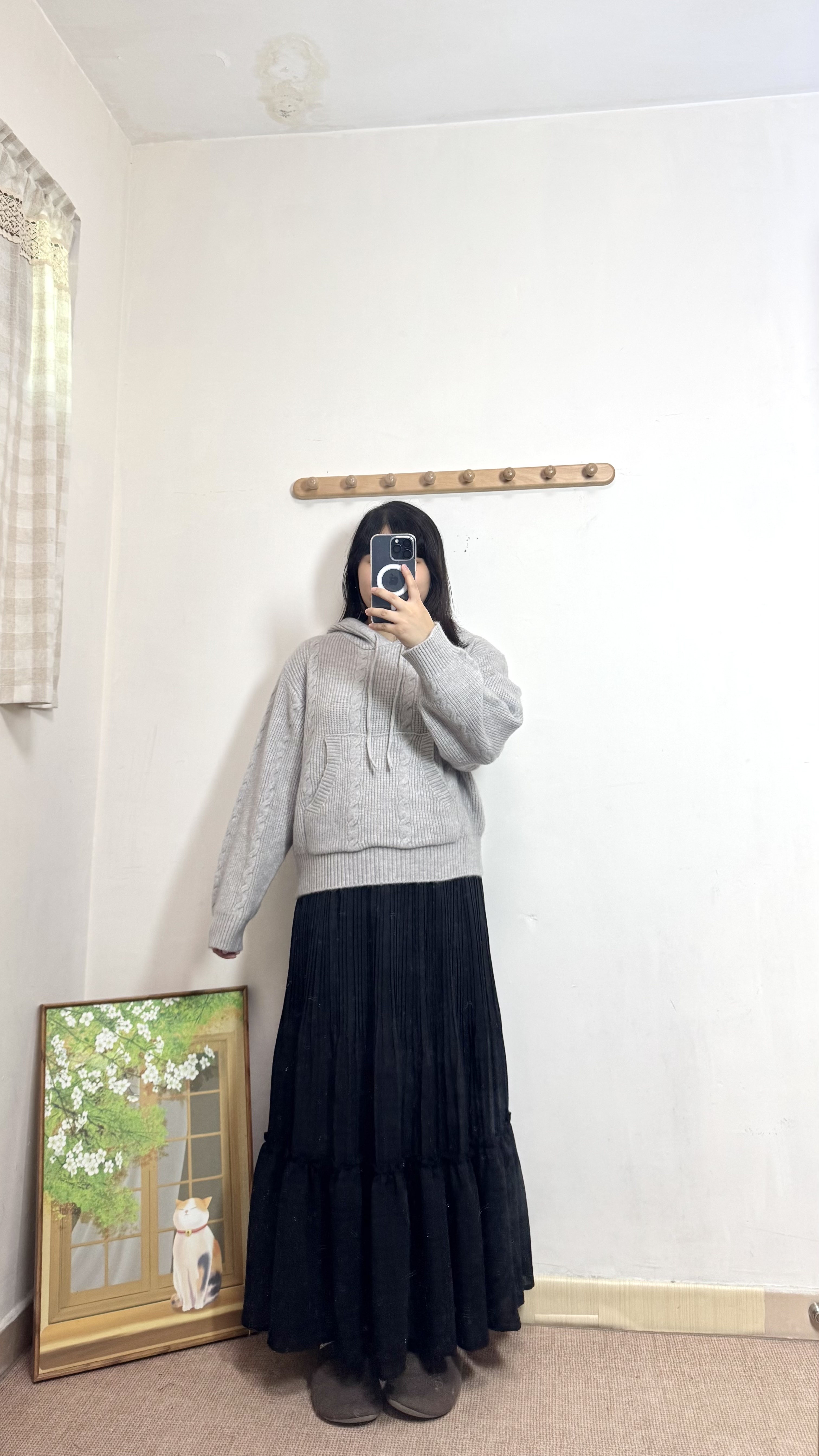 有帽針織扭紋Hoodie