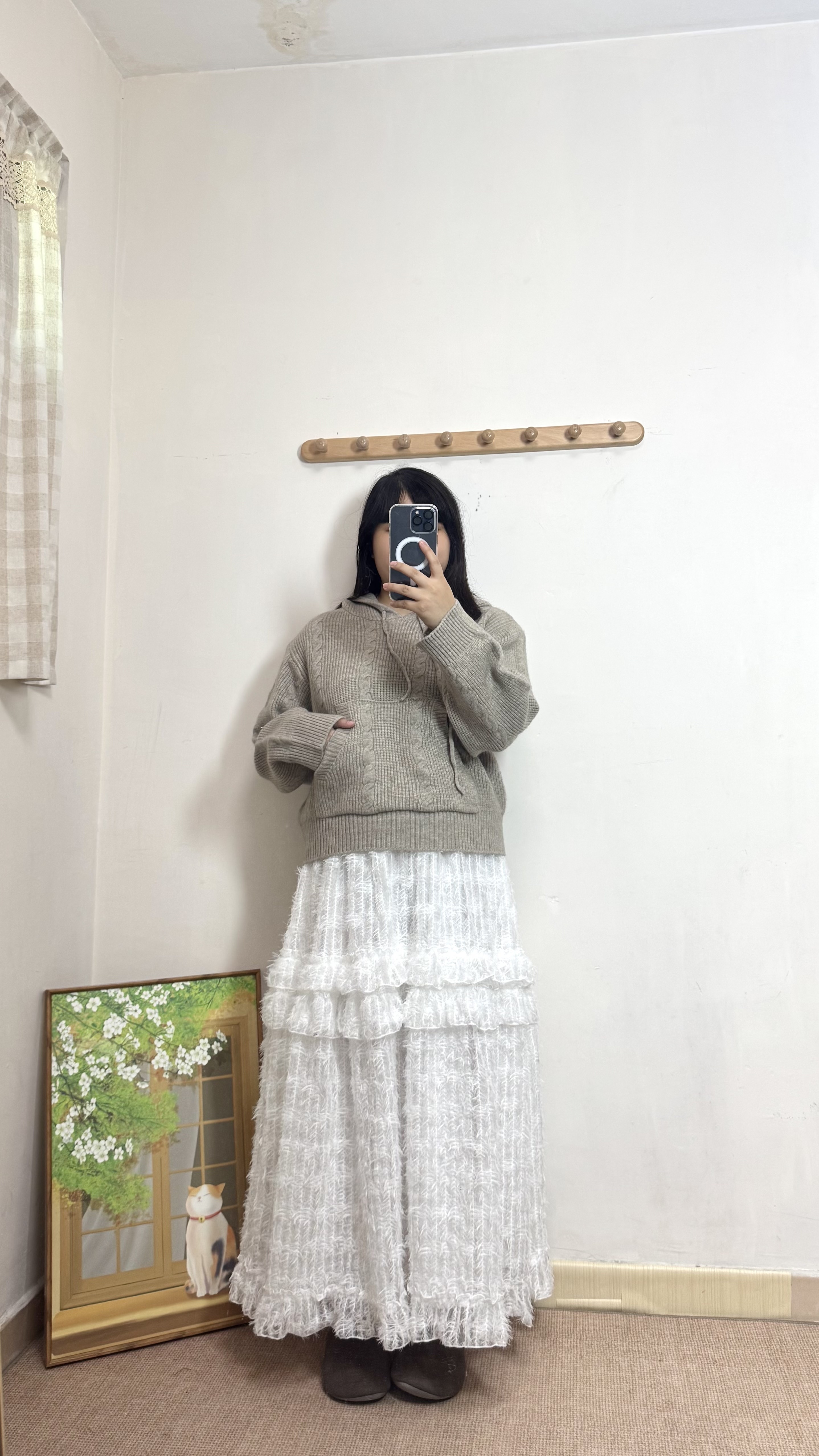 有帽針織扭紋Hoodie