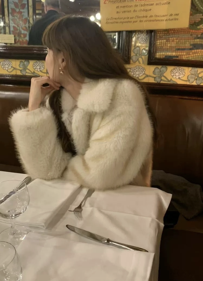 ᴷᴼᴿᴱᴬ 🇰🇷Ounce冬季質感仿皮草小貴婦短版外套